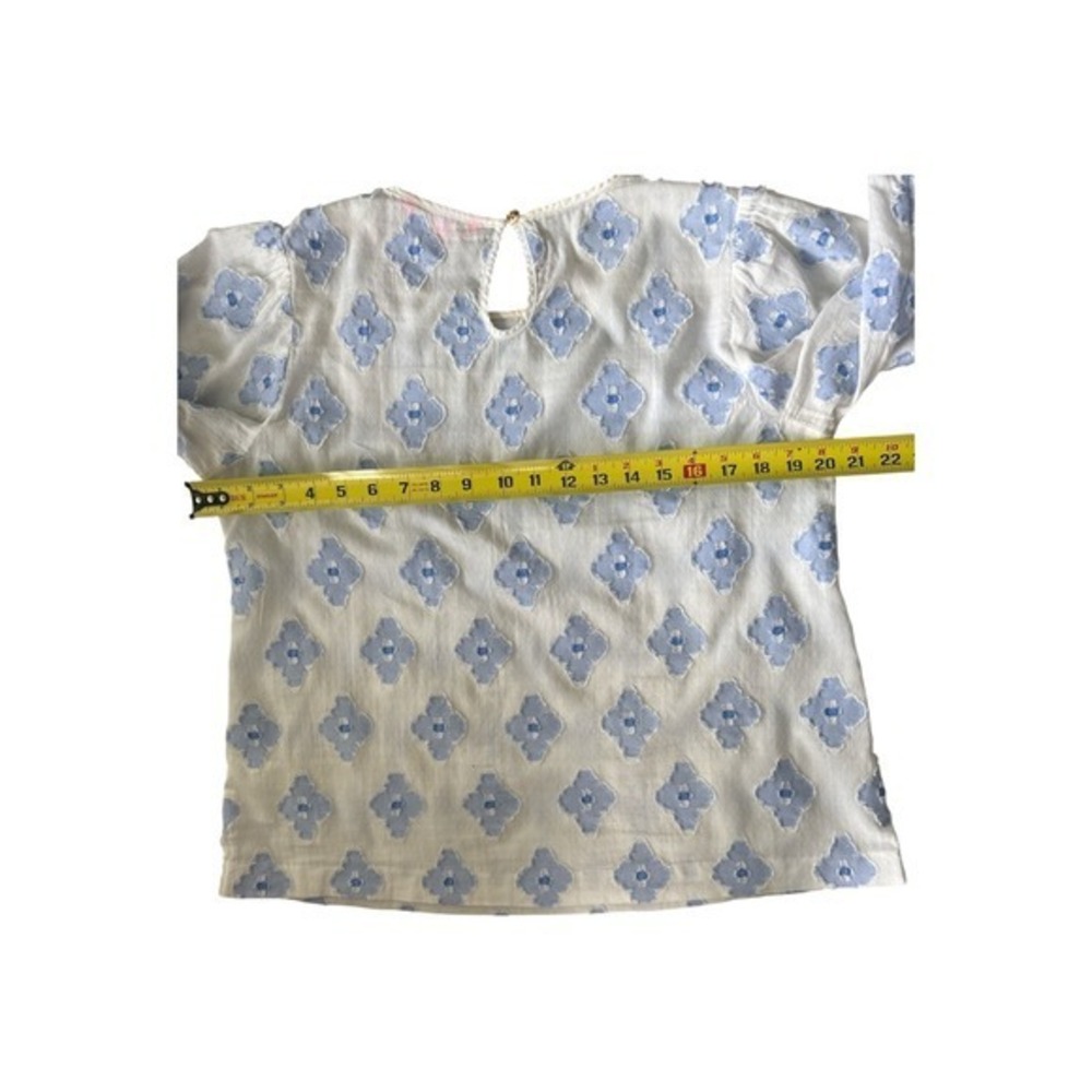 VTG Lilly Pulitzer Bell Sleeve Top M White Blue Floral Coquette Preppy Y2K - Picture 8 of 11
